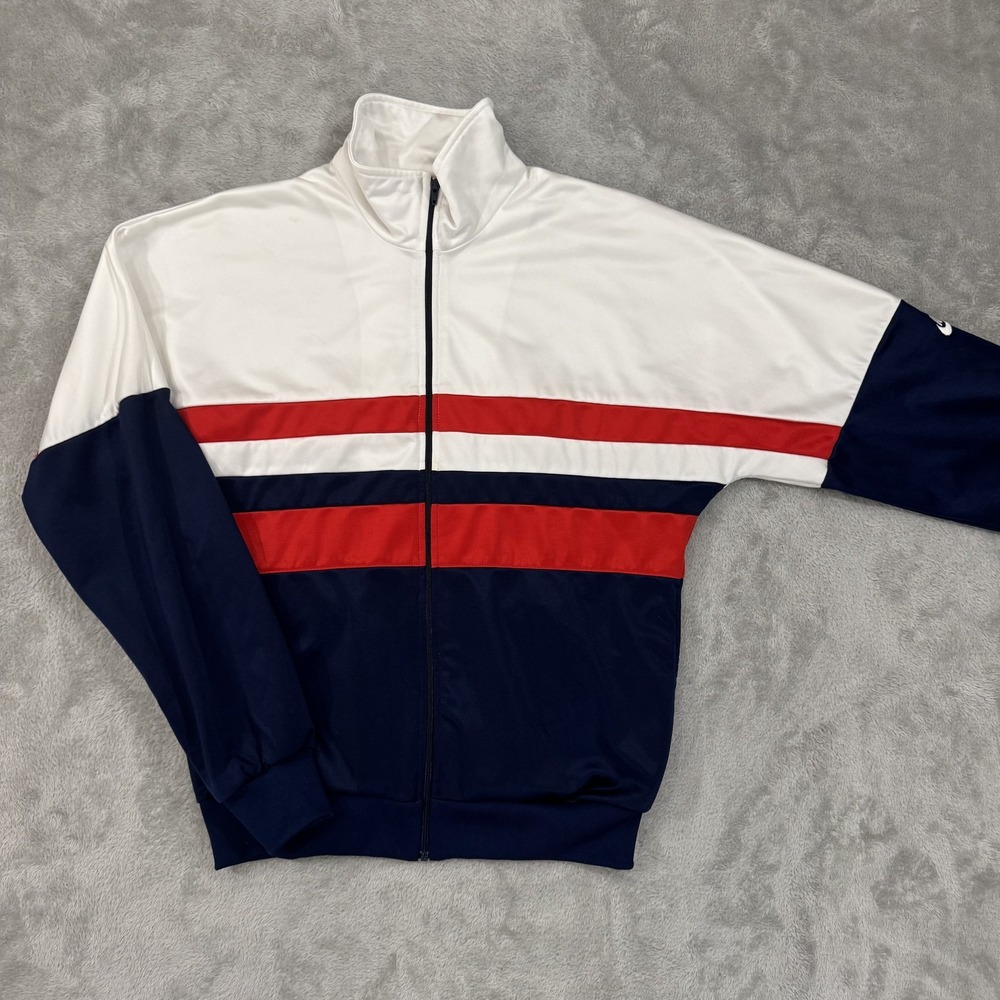 Vintage Nike Track Jacket Mens M Red White Blue Retro 80s 90s Embroidered Swoosh